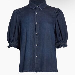 BA&SH denim honey shirt with puff sleeves, Size 2 or M